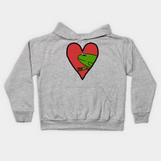 My Valentine Frog Man I love Frogs Kids Hoodie